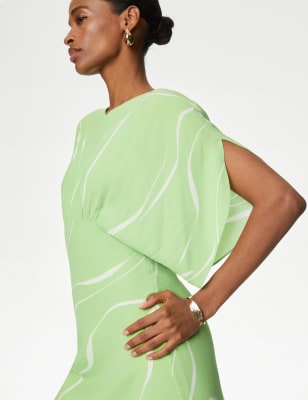 

Womens Autograph Printed V-Neck Midaxi Waisted Dress - Green Mix, Green Mix