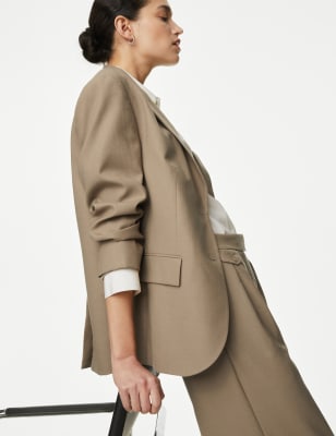 

Womens Autograph Bequemer, einreihiger Blazer aus reiner Wolle - Opaline, Opaline