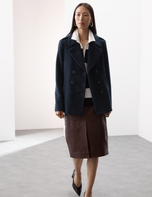 

Womens Autograph Pure Wool Tailored Coat - Dark Navy, Dark Navy