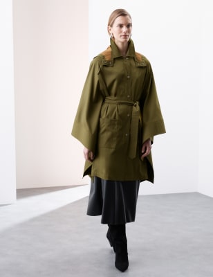 

Womens Autograph Showerproof Cape Style Trench Coat - Moss, Moss