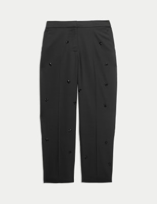 

Womens Autograph Wool Blend Embellished Straight Leg Trousers - Black, Black