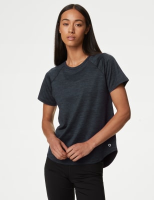 

Womens Goodmove Kurzarm-T-Shirt mit U-Ausschnitt - Navy Marl, Navy Marl
