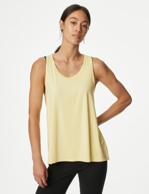 

Goodmove Camiseta interior de yoga informal con pliegues en la espaldaWomens - Pale Gold, Pale Gold
