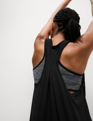 

Womens Goodmove Relaxed Pleat Back Yoga Vest - Black, Black