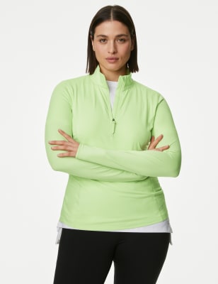 

Womens Goodmove Funnel Neck Half Zip Running Top - Pale Green, Pale Green