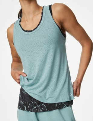 

Womens Goodmove Bequemes, zweilagiges Yoga-Trägeroberteil mit Muster - Dusted Aqua, Dusted Aqua