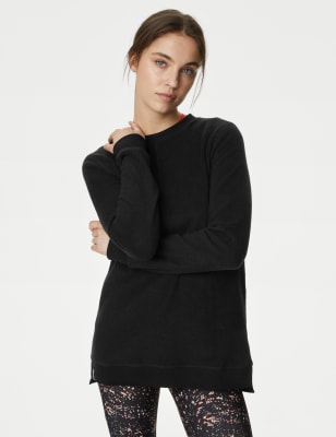 

Womens Goodmove Cotton Rich Brushed Longline Sweatshirt - Black, Black