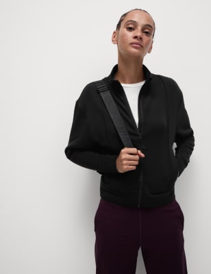 

Womens Goodmove Funnel Neck Zip Up Yoga Sweatshirt - Black, Black