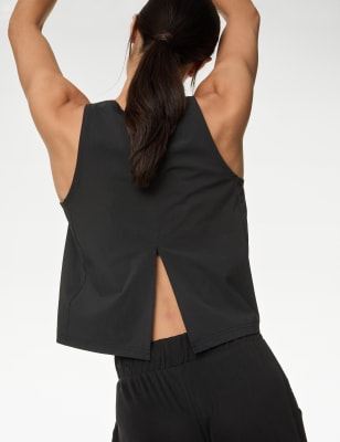 

Womens Goodmove Cropped Split Back Yoga Vest Top - Black, Black