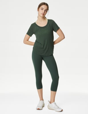 

Womens Goodmove Scoop Neck Double Layer T-Shirt - Dark Sage, Dark Sage