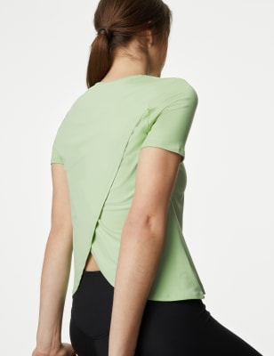

Womens Goodmove Scoop Neck Wrap Back Yoga T-Shirt - Pale Leaf, Pale Leaf