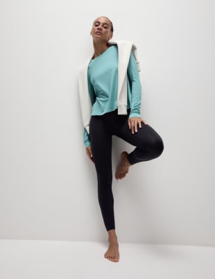 

Womens Goodmove Scoop Neck Wrap Back Yoga Top - Dusted Aqua, Dusted Aqua