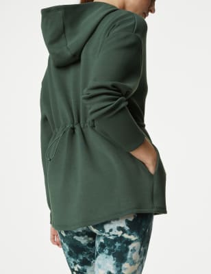 

Womens Goodmove Relaxed Yoga Longline Hoodie - Dark Sage, Dark Sage