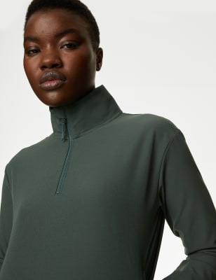 

Goodmove Top para caminar con media cremallera y cuello chimeneaWomens - Dark Sage, Dark Sage