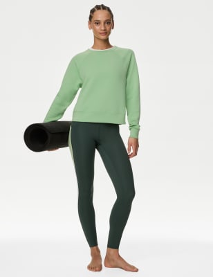 

Goodmove Sudadera de yoga corta informal de escote abiertoWomens - Pale Leaf, Pale Leaf