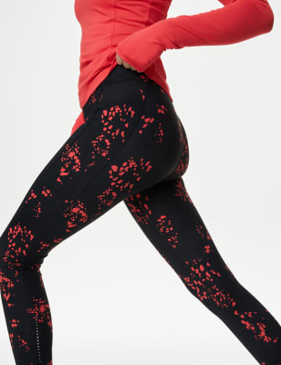 

Womens Goodmove Go Train Printed High Waisted Gym Leggings - Red Mix, Red Mix