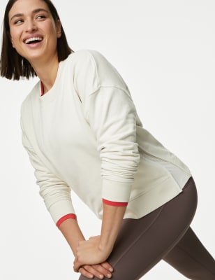 

Goodmove Sudadera de algodón con panel de mallaWomens - Ivory, Ivory