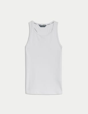 

Womens Goodmove Rib Scoop Neck Racer Back Vest Top - Silver Grey, Silver Grey