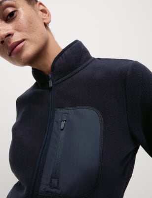 

Womens Goodmove Funnel Neck Fleece Jacket - Midnight Navy, Midnight Navy