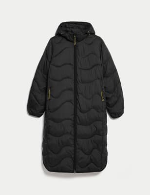 

Womens Goodmove Stormwear™ Quilted Hooded Longline Puffer Coat - Black, Black