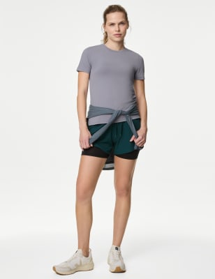 

Womens Goodmove Eng anliegendes T-Shirt mit U-Ausschnitt - Lavender Grey, Lavender Grey