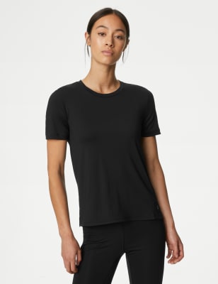

Womens Goodmove Scoop Neck Fitted T-Shirt - Black, Black
