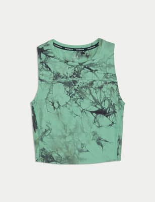 

Womens Goodmove Printed Scoop Neck Fitted Crop Vest Top - Dark Green Mix, Dark Green Mix