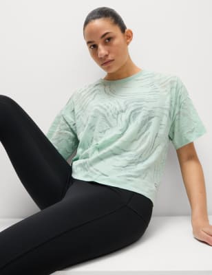 

Womens Goodmove Cotton Rich Textured T-Shirt - Light Green, Light Green