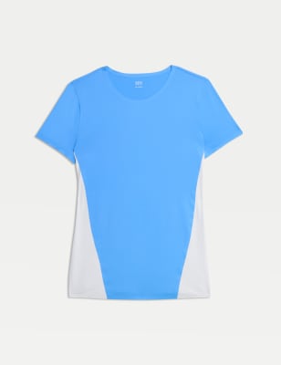 

Womens Goodmove Colour Block Scoop Neck T-Shirt - Azure Blue, Azure Blue