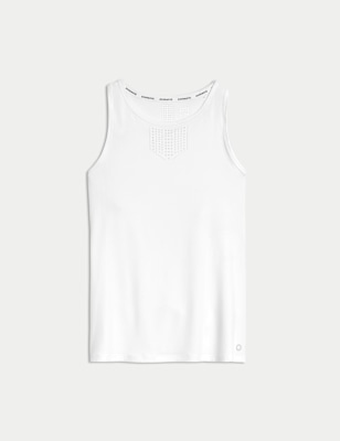 

Womens Goodmove Racerback Laser Cut Fitted Vest Top, White