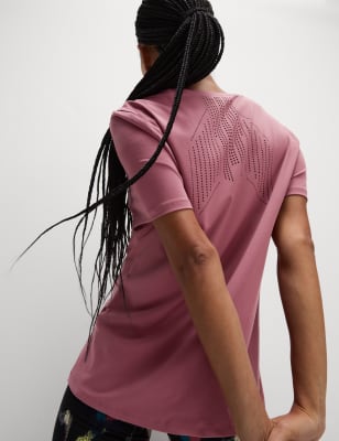 

Goodmove Camiseta informal de cuello redondo cortada con láserWomens - Berry, Berry