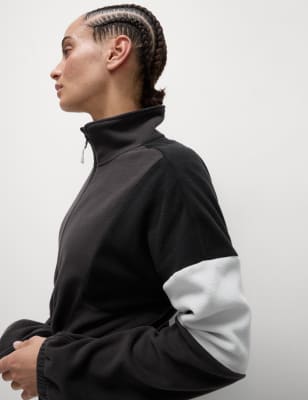 

Womens Goodmove Thermo-Fleece mit halbem Reißverschluss und Colorblock-Design - Carbon, Carbon