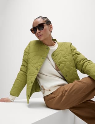 

Womens Goodmove Leichte, kragenlose Steppjacke - Leaf, Leaf