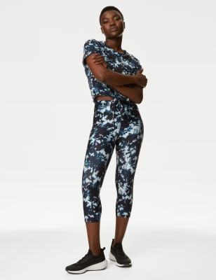 

Womens Goodmove Go Move Printed Cropped Gym Leggings - Dark Navy Mix, Dark Navy Mix