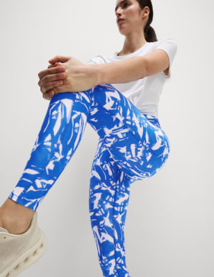 

Womens Goodmove Go Move Printed High Waisted Gym Leggings, Blue/White