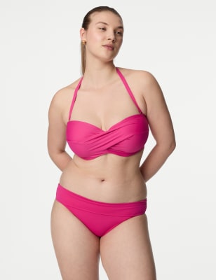 

Womens M&S Collection Wired Twist Front Bandeau Bikini Top D-GG - Pink Fizz, Pink Fizz