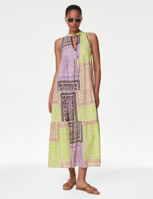 

Womens M&S Collection Pure Cotton Printed Midaxi Beach Dress - Multi, Multi