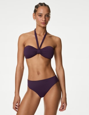 

M&S Collection Parte de arriba de bikini bandeau con relleno con cuello HalterWomens - Blackberry, Blackberry