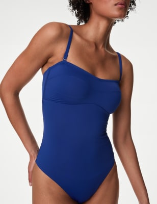 

Womens M&S Collection 360 Tummy Control Padded Bandeau Swimsuit - Dark Blue, Dark Blue