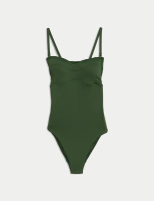 

Womens M&S Collection 360 Tummy Control Padded Bandeau Swimsuit - Green, Green