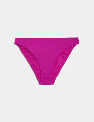 

Womens M&S Collection Textured High Leg Bikini Bottoms - Fuchsia, Fuchsia