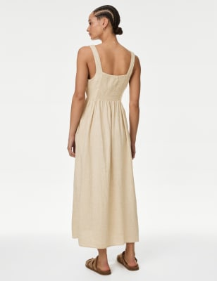 

Womens M&S Collection Linen Blend Midaxi Swing Dress - Natural Beige, Natural Beige