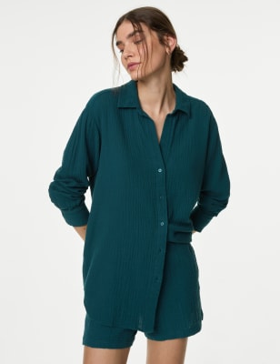 

M&S Collection Camisa playera informal 100% algodónWomens - Dark Turquoise, Dark Turquoise