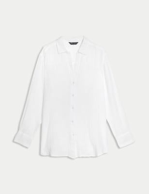 

Womens M&S Collection Pure Cotton Relaxed Beach Shirt - Soft White, Soft White