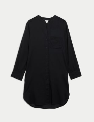 

Womens M&S Collection Pure Cotton Round Neck Longline Beach Shirt - Black, Black