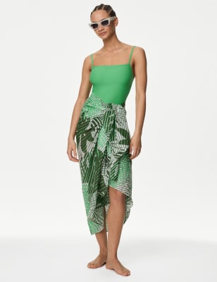 

Womens M&S Collection Pure Cotton Printed Sarong - Medium Green, Medium Green