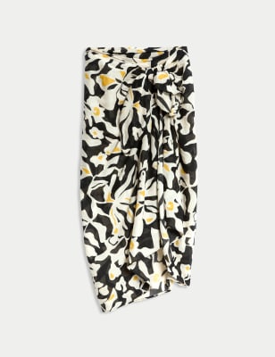 

Womens M&S Collection Sarong aus reiner Baumwolle mit Muster - Saffron Mix, Saffron Mix