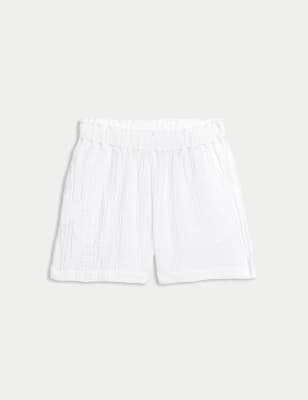 

M&S Collection Pantalón corto playero texturizado 100% algodónWomens - White, White