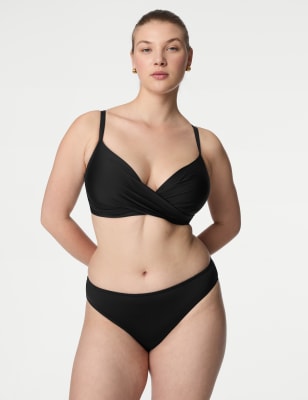 

M&S Collection Parte de arriba de bikini escotado con relleno y aros para copa D-GWomens - Black, Black