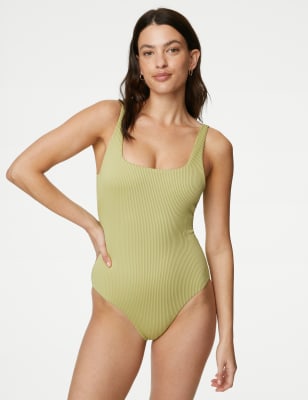 

Womens M&S Collection Textured Scoop Neck Swimsuit - Onyx, Onyx